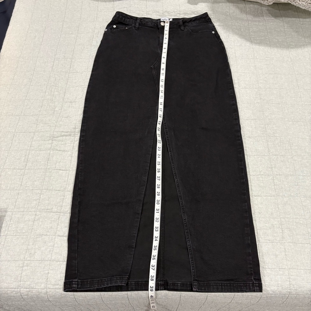 Princess Polly Eco Black Batkins Denim Maxi Skirt Size 8 - Picture 6 of 8